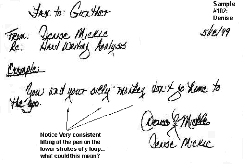 Handwriting Analysis sample of Denise