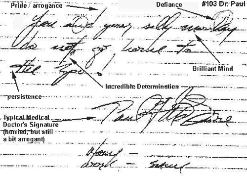 Handwriting Analysis Sample of Dr. Paul