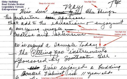 Ebby Halliday Handwriting Sample